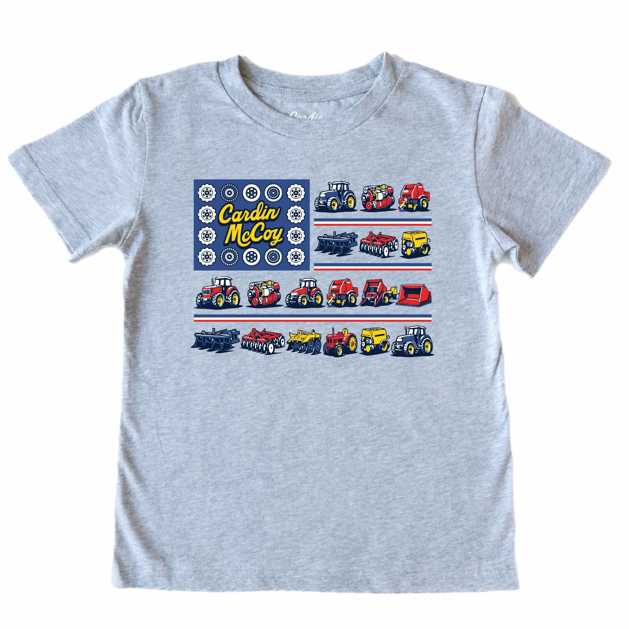 Kids' Tractor Flag Front Short-Sleeve Tee Short Sleeve T-Shirt Cardin McCoy Heather Gray XXS (2/3) Front