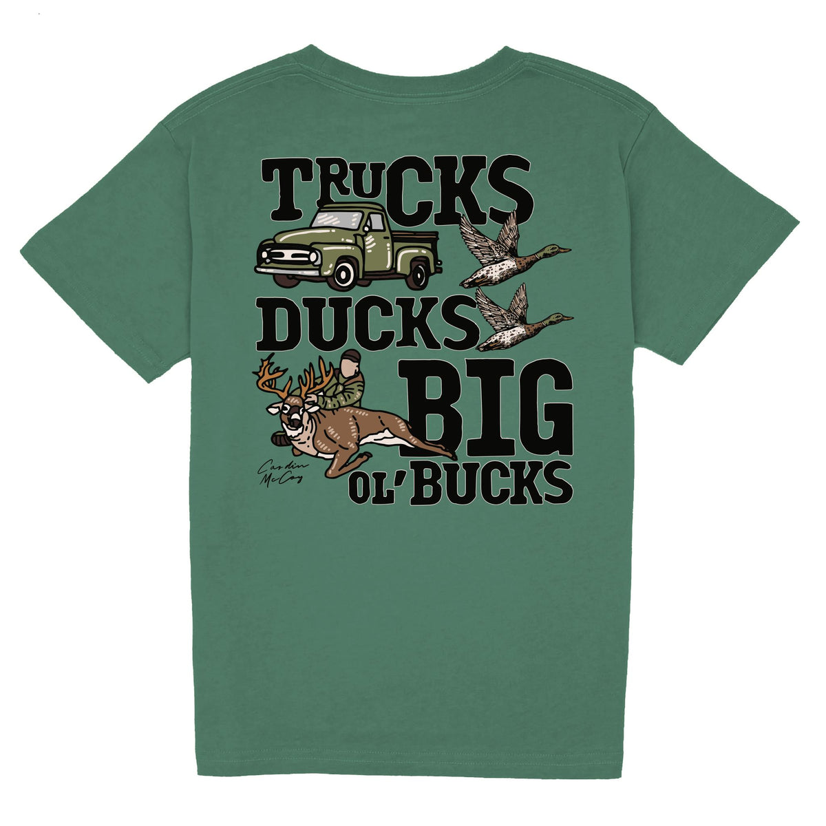 Kids' Trucks, Ducks and Bucks Short Sleeve Pocket Tee Short Sleeve T-Shirt Cardin McCoy Dark Olive XXS (2/3) 