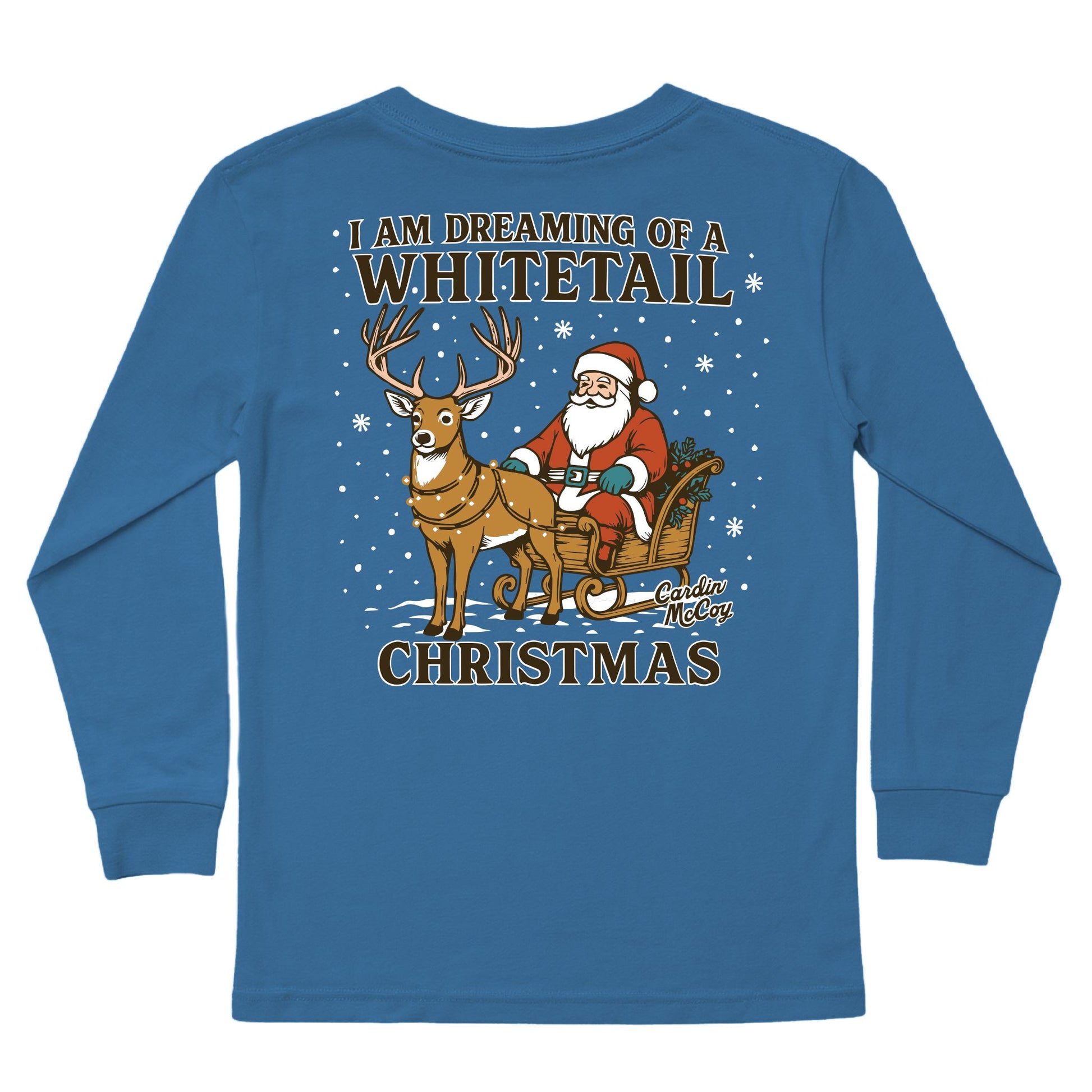Kids' Whitetail Christmas Long-Sleeve Tee Long Sleeve T-Shirt Cardin McCoy Blue XXS (2/3) Pocket