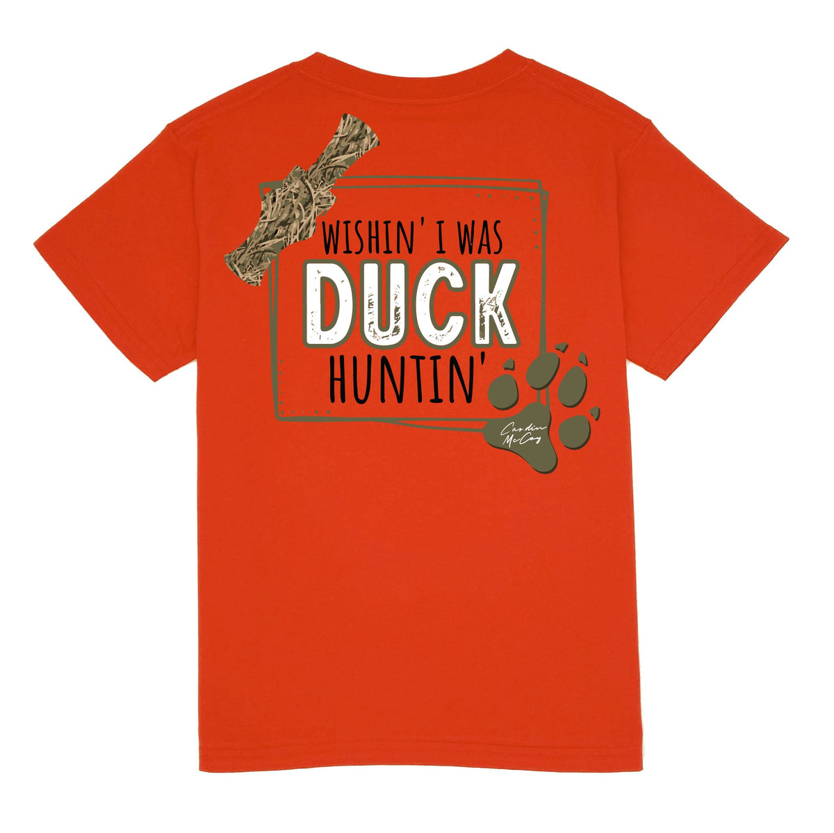 Kids' Wishin' I Was Duck Huntin' Short Sleeve Tee Short Sleeve T-Shirt Cardin McCoy Burnt Orange No Pocket XXS (2/3) 