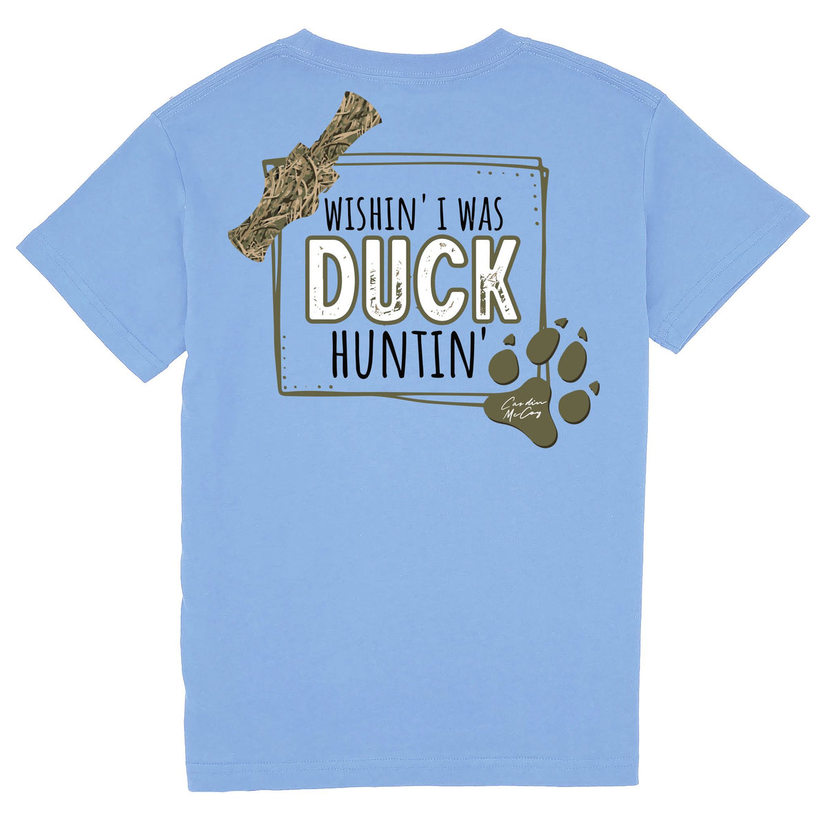 Kids' Wishin' I Was Duck Huntin' Short Sleeve Tee Short Sleeve T-Shirt Cardin McCoy Carolina Blue XXS (2/3) 
