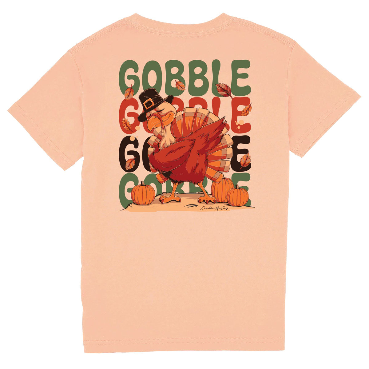 Kids' Gobble Gobble Short Sleeve Pocket Tee Short Sleeve T-Shirt Cardin McCoy Peach XXS (2/3) 