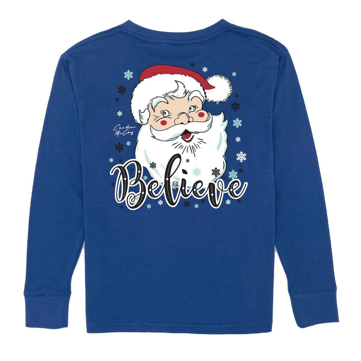 Kids' Santa Believe Long Sleeve Pocket Tee Long Sleeve T-Shirt Cardin McCoy Blue XXS (2/3) 