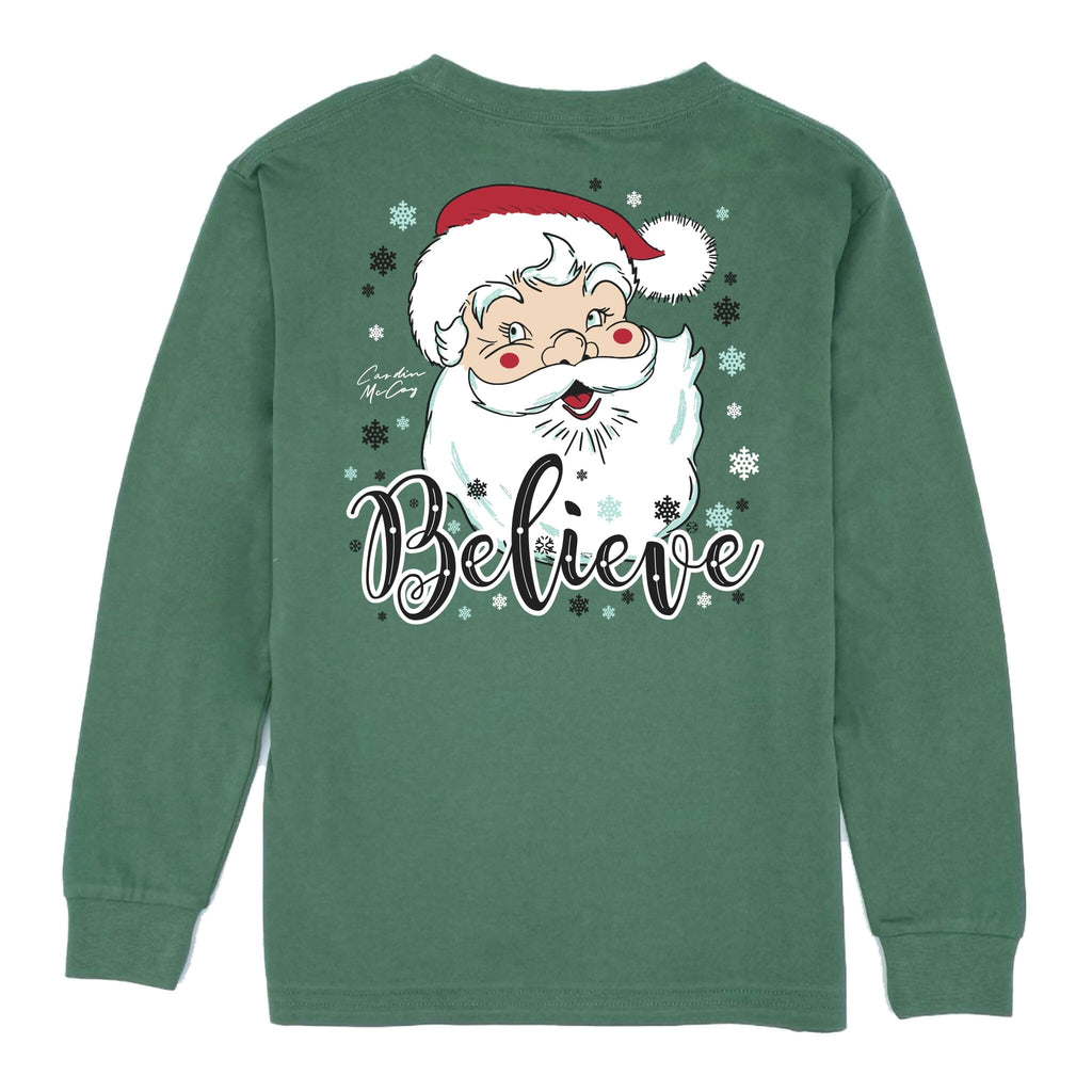 Kids' Santa Believe Long Sleeve Pocket Tee Long Sleeve T-Shirt Cardin McCoy Dark Olive No Pocket XXS (2/3) 